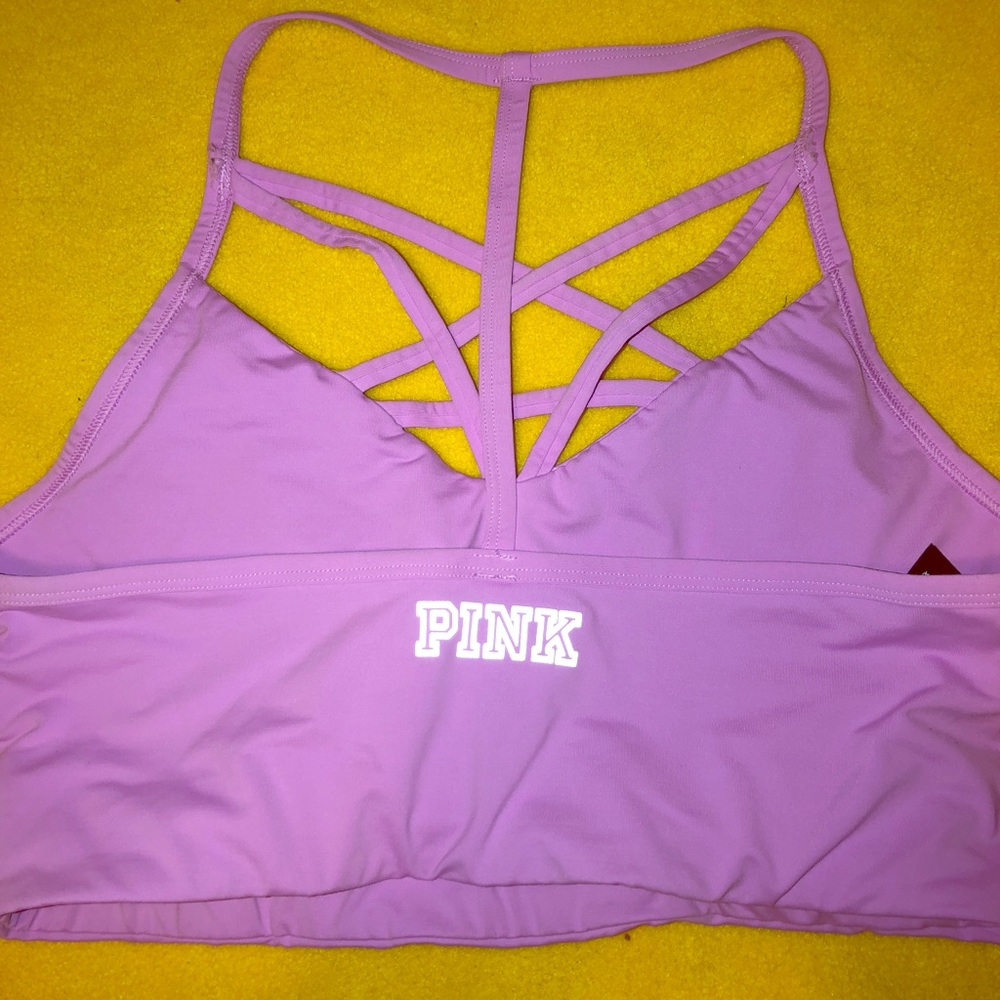 PINK strappy sports bra